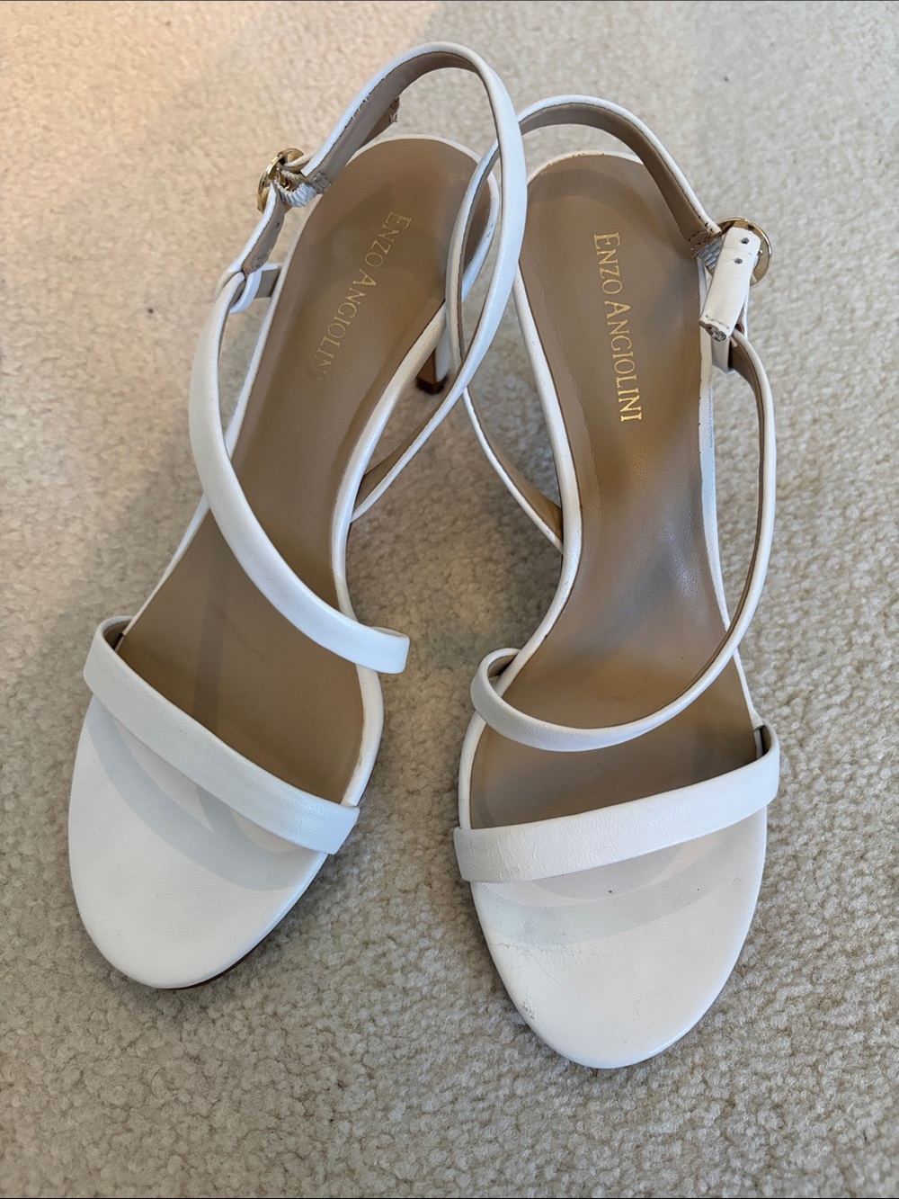 Enzo Angiolini White Strappy Slingback Heels